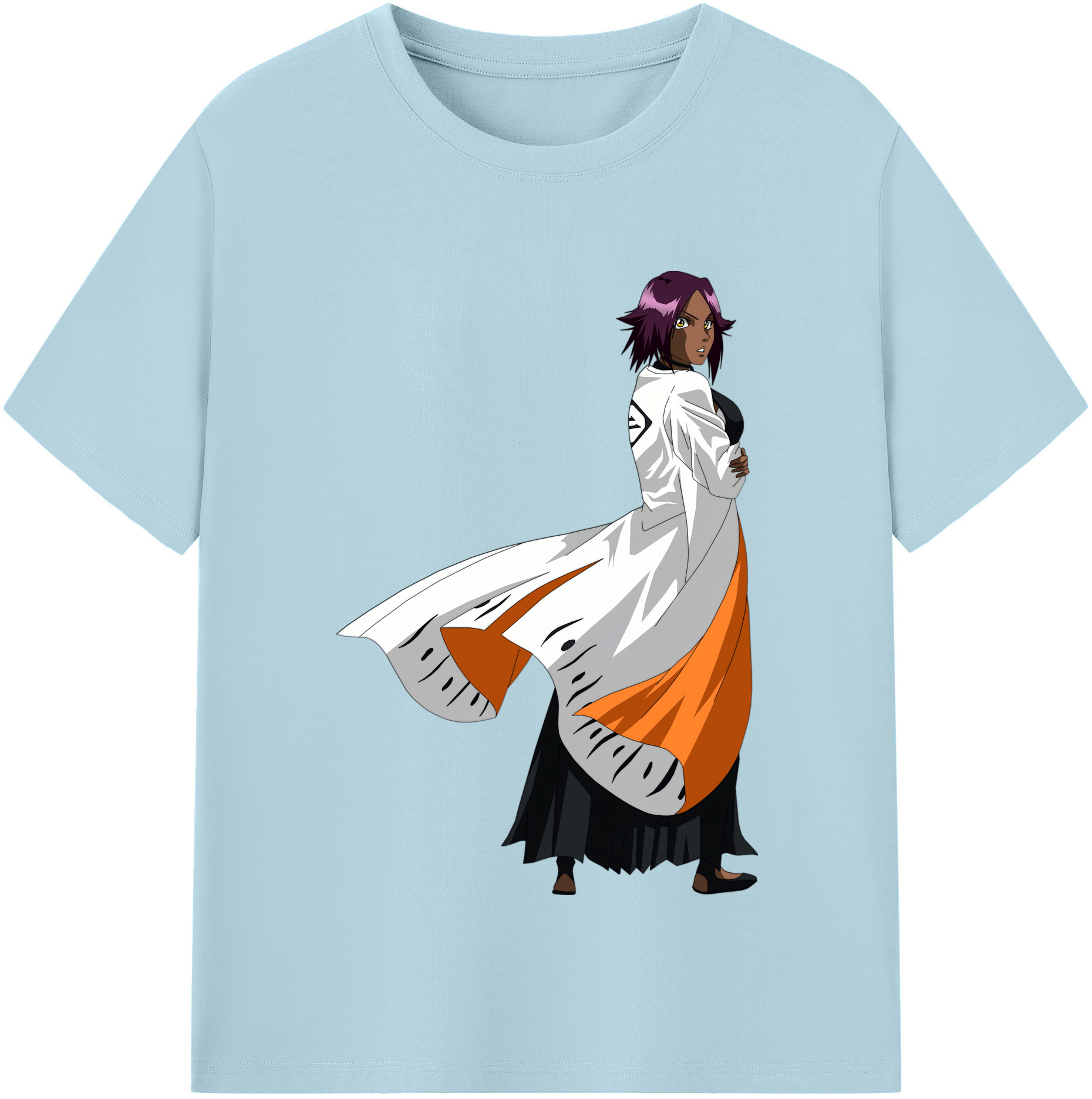（画像用） ブリーチ 四楓院 夜一（しほういん よるいち） BLEACH Shihouin Yoruichi 綿100％半袖Tシャツ（フロントプリント）